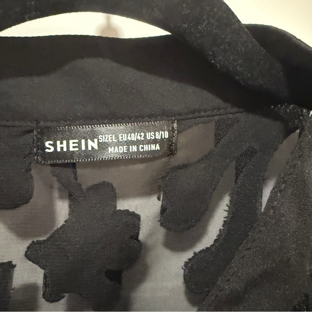 SHEIN Gothic Sheer Burnout Lace Trim Blouse M (8/10) - Picture 3 of 4